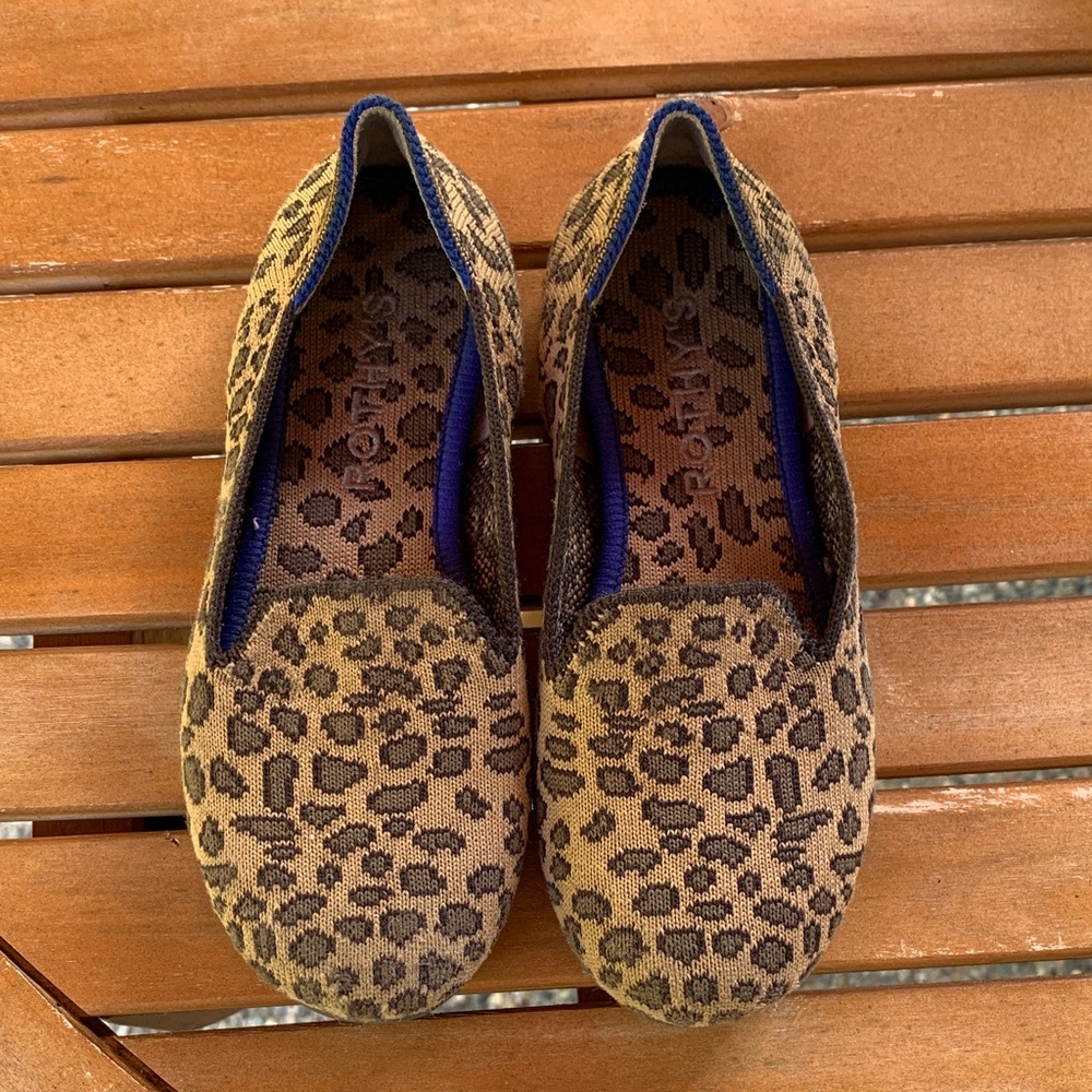 Rothy's Tan and Black Leopard Print Flats